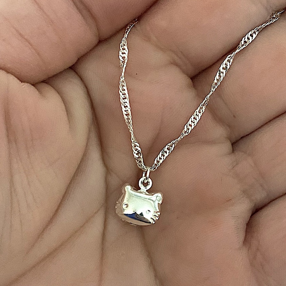 Hello Kitty Sterling Silver Pendant Handmade Necklace